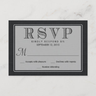 RSVP Respuesta de Boda Rústico de Burlap Negro