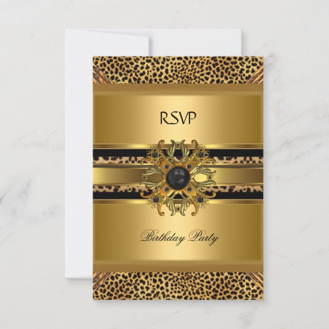 RSVP Respuesta Elegante Leopard Oro Negro (Anverso)