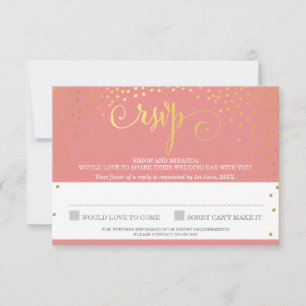 RSVP RESPUESTA elegante mini coral de confeti dora