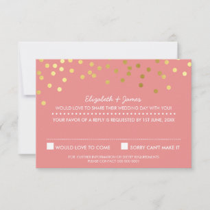 RSVP RESPUESTA lindo Relieve metalizado de oro res