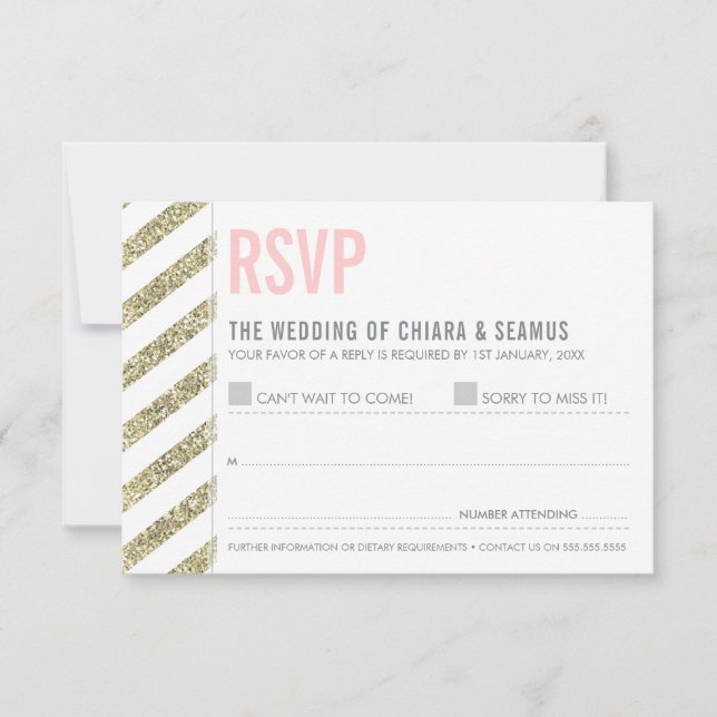 RSVP RESPUESTA purpurina oro antiguo moderno banda (Anverso)