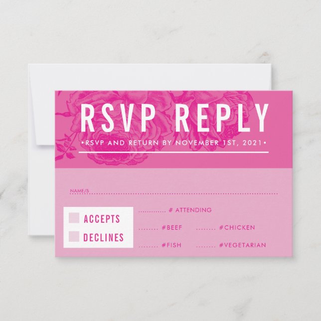 RSVP RESPUESTA RESPUESTA moderna elegante rosa flo (Anverso)