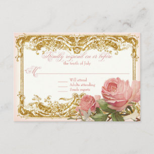 RSVP Respuesta Rosa de cosecha parisino Mano