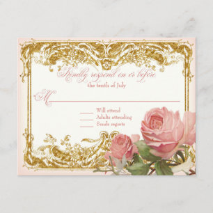 RSVP Respuesta Rosa de cosecha parisino Mano