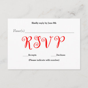 RSVP rojo - tarjeta de la respuesta de la