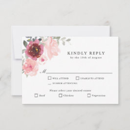 RSVP romántica rosa y borgoña con árboles