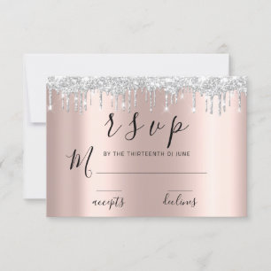 RSVP Rosa Blanca Gris Plateado Goteo Gris