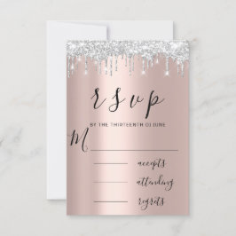 RSVP Rosa Blanca Plateada Goteo Boda