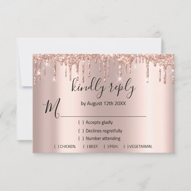 RSVP Rosa Boda Brillo Fiesta de Despedida de Solte (Anverso)