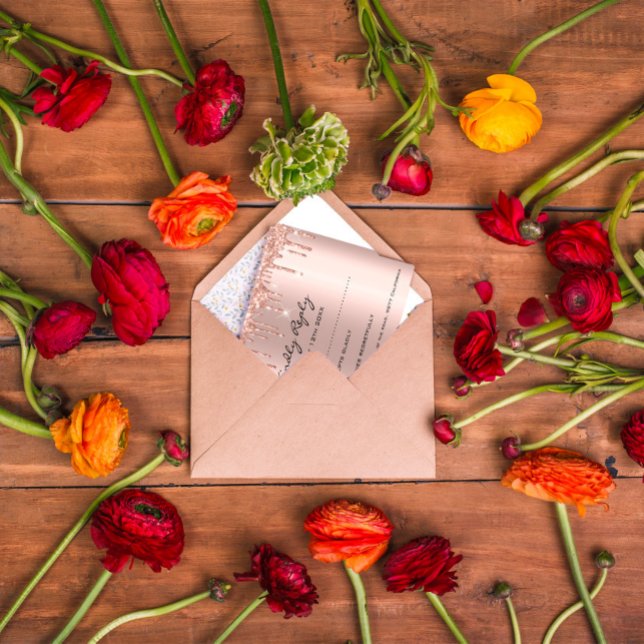 RSVP Rosa Drits Purpurina Boda de ducha de novia (Subido por el creador)