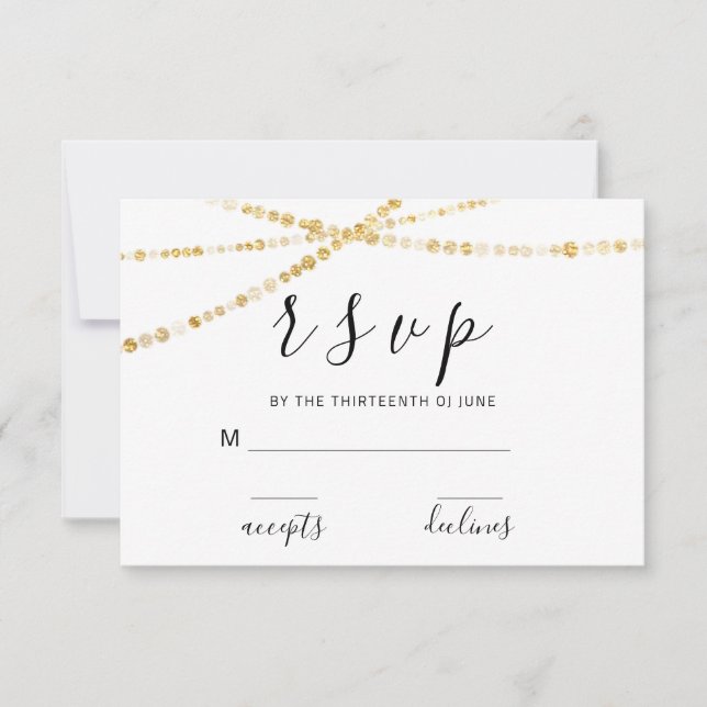 RSVP Rosa Floral Negro Blanco Luces Doradas (Anverso)