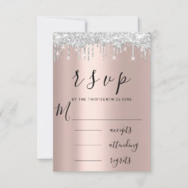 RSVP Rosa Negra Blanca con Drip de Plata Boda