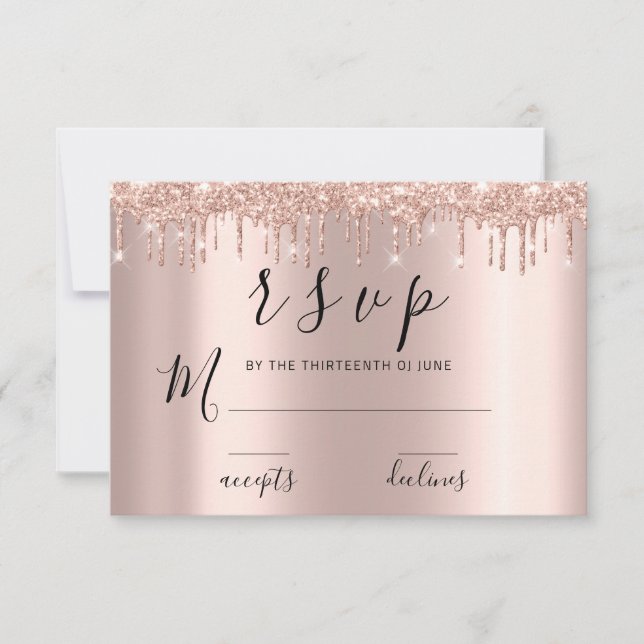 RSVP Rosa Negra con Drips de Purpurina Dorada (Anverso)