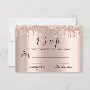 RSVP Rosa Negra Dorada con Drips de Brillo