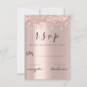 RSVP Rosa Negra Dorada con Drips de Brillo de Lujo