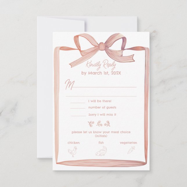 RSVP rosa rosa de cinta de papel (Anverso)