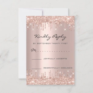 RSVP Rosa Rubor Gotas Brillo Boda Cumpleaños