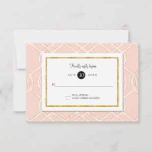 RSVP rosa y dorada Patrón de Entramado moderno