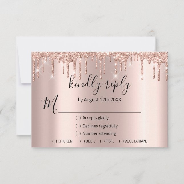RSVP Rose Boda Brillo Drips VIP Ducha de Novia (Anverso)