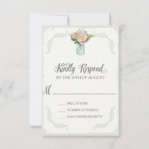 RSVP Rose Bouquet Country Mason Jar Typography