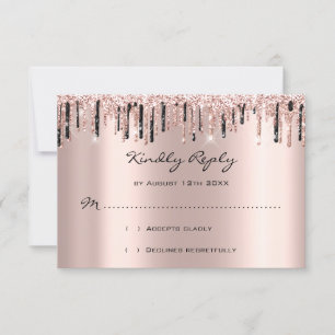 RSVP Rose Goteos Brillo Ducha Nupcial Goteos Negro