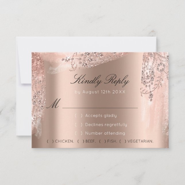 RSVP Rose Weddin Brillo Despedida de soltera Vesti (Anverso)