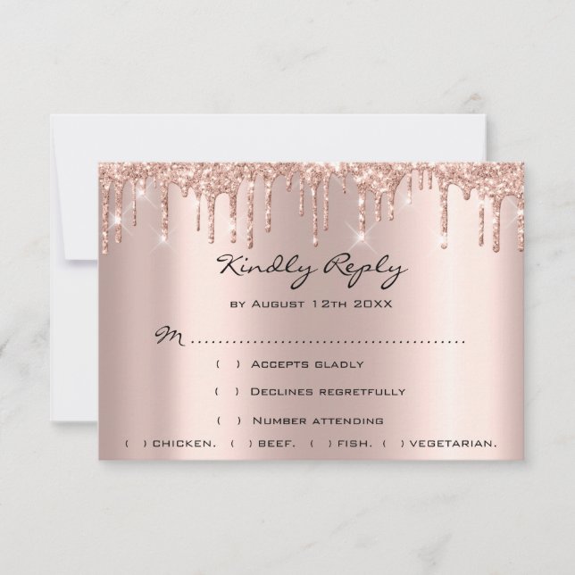 RSVP Rose Weddin Glitter Despedida de Soltera Azul (Anverso)