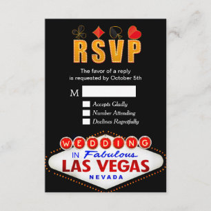 RSVP Rótulo Las Vegas Boda Neon Light Reply Card