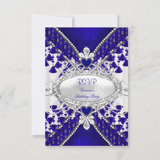 RSVP Royal Blue White Heart Diamond (Anverso)