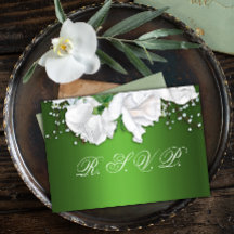 RSVP RSVP de Boda Verde Blanca y Boda Verde Metáli