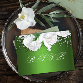 RSVP RSVP de Boda Verde Blanca y Boda Verde Metáli