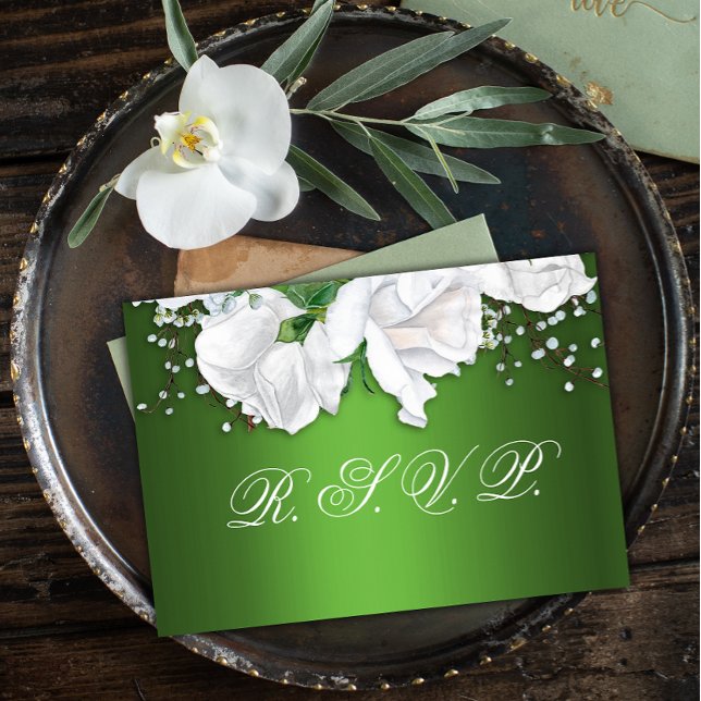 RSVP RSVP de Boda Verde Blanca y Boda Verde Metáli (Subido por el creador)