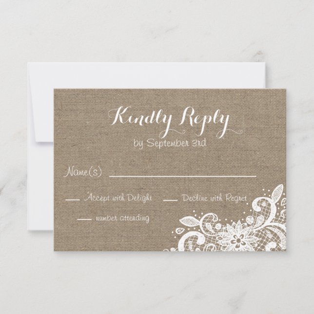 RSVP rusa en Burlap y en Lace (Anverso)