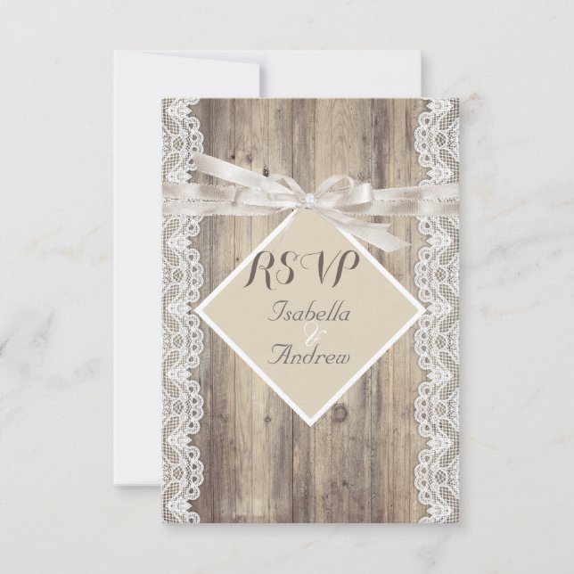 RSVP Rustic Boda Beige White Lace Wood (Anverso)