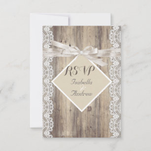 RSVP Rustic Boda Beige White Lace Wood