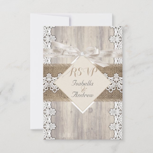 RSVP Rustic Boda Beige White Lace Wood AB (Anverso)