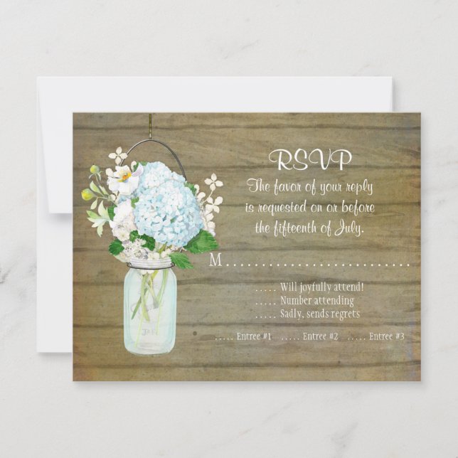 RSVP Rustic Country Mason Jar Blue Hydrangeas (Anverso)