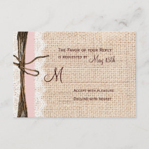 RSVP Rústica Burlap Lace Twine Cinta Rosa