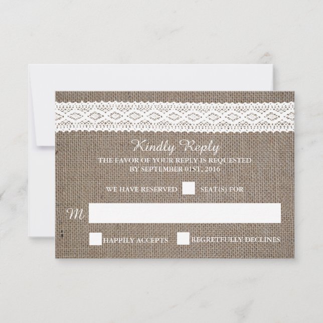 RSVP Rústica Burlap & Vintage White Lace (Anverso)