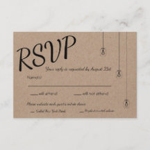 RSVP rústica con luces de cadena en papel Kraft