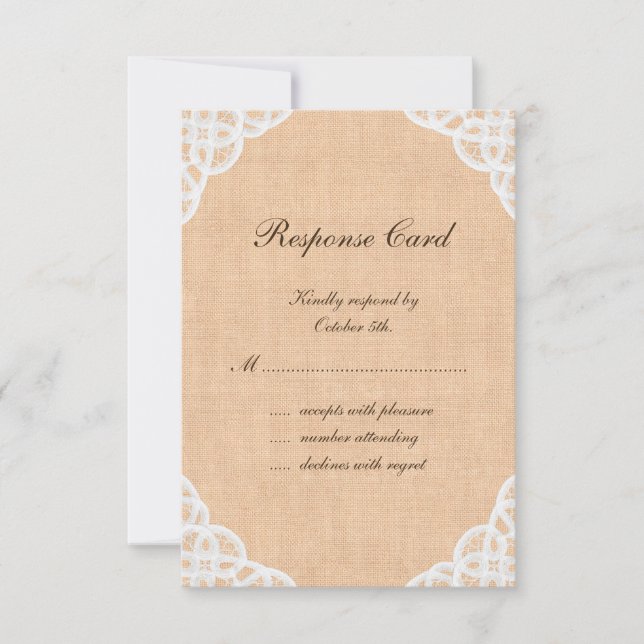 RSVP Rústica de Lace y Burlap (Anverso)