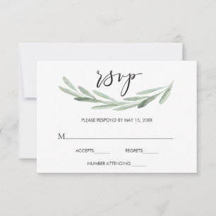 RSVP Rústica de Rama Verde de Olivo Simple Wedding