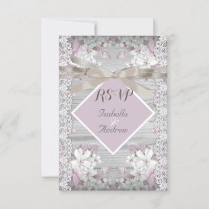 RSVP Rústica Floral Boda Lace Blanco Rosa