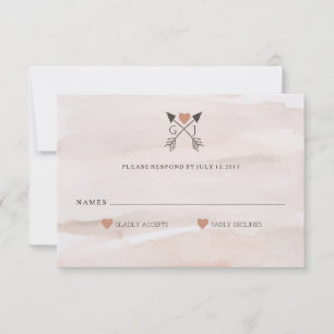 RSVP Rústica Romántica Arrow and Heart Wedding
