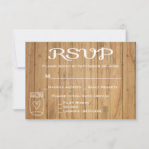 RSVP Rústico en Tarro de Mason Madera Marrón Boda
