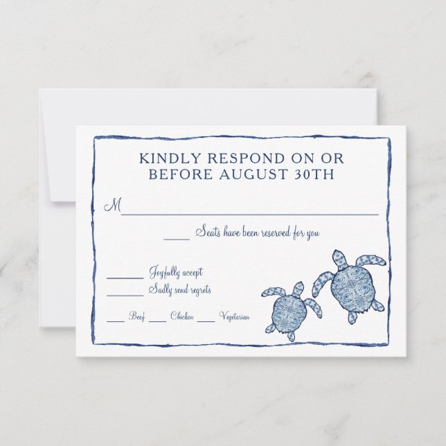 RSVP Shibori Kumo Acuarela Tortugas Marinas Playa  (Anverso)