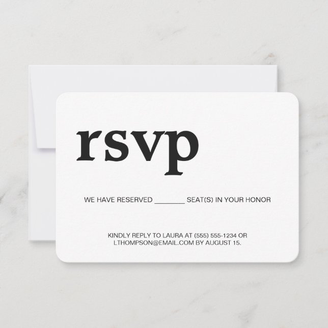RSVP simple moderno sin enviar asiento reservado p (Anverso)