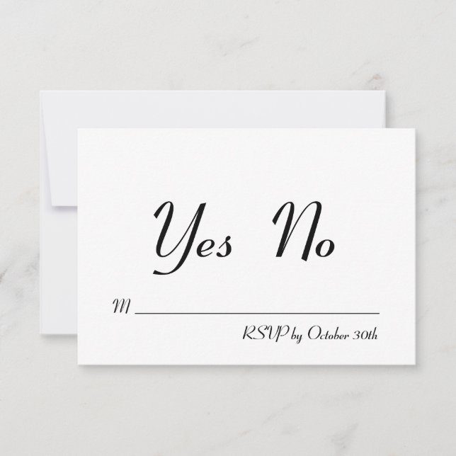 RSVP simple y elegante en blanco y negro (Anverso)