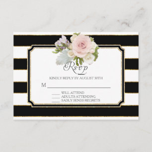 RSVP subió la raya blanca negra elegante moderna