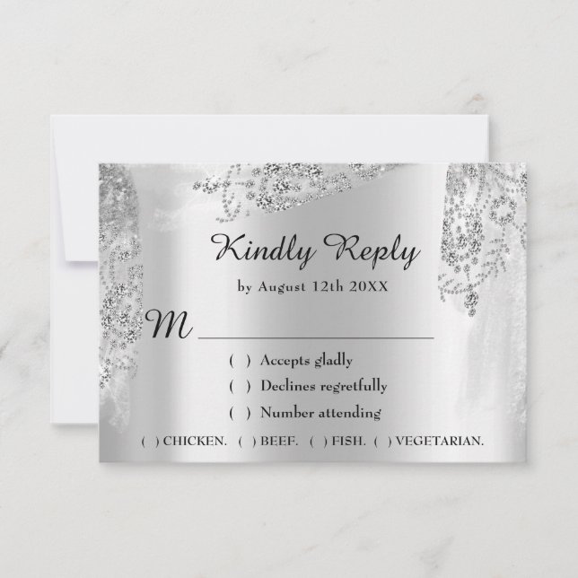 RSVP Sweet 16th Bridal Shower Boda Royal Gray (Anverso)